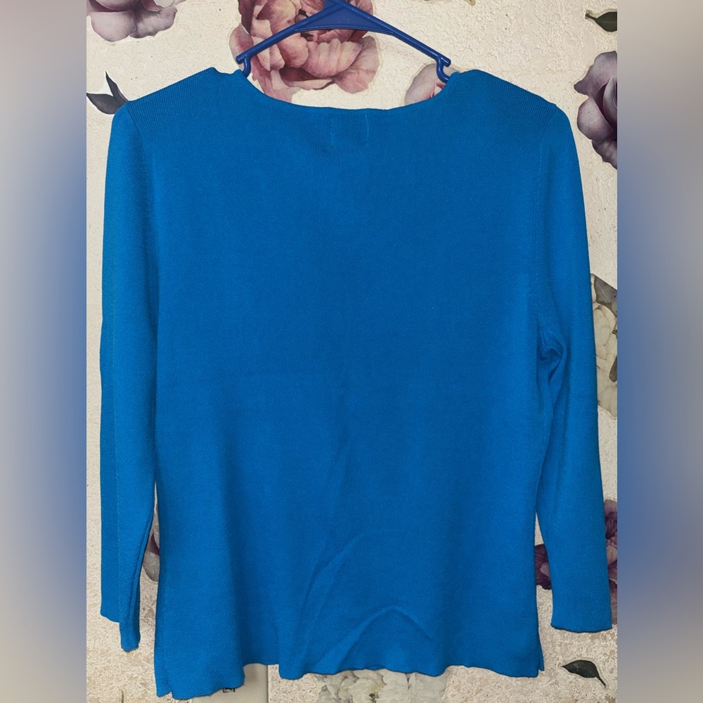 Ruby Rd. Blue Top With Colorful Embellishments - image 3